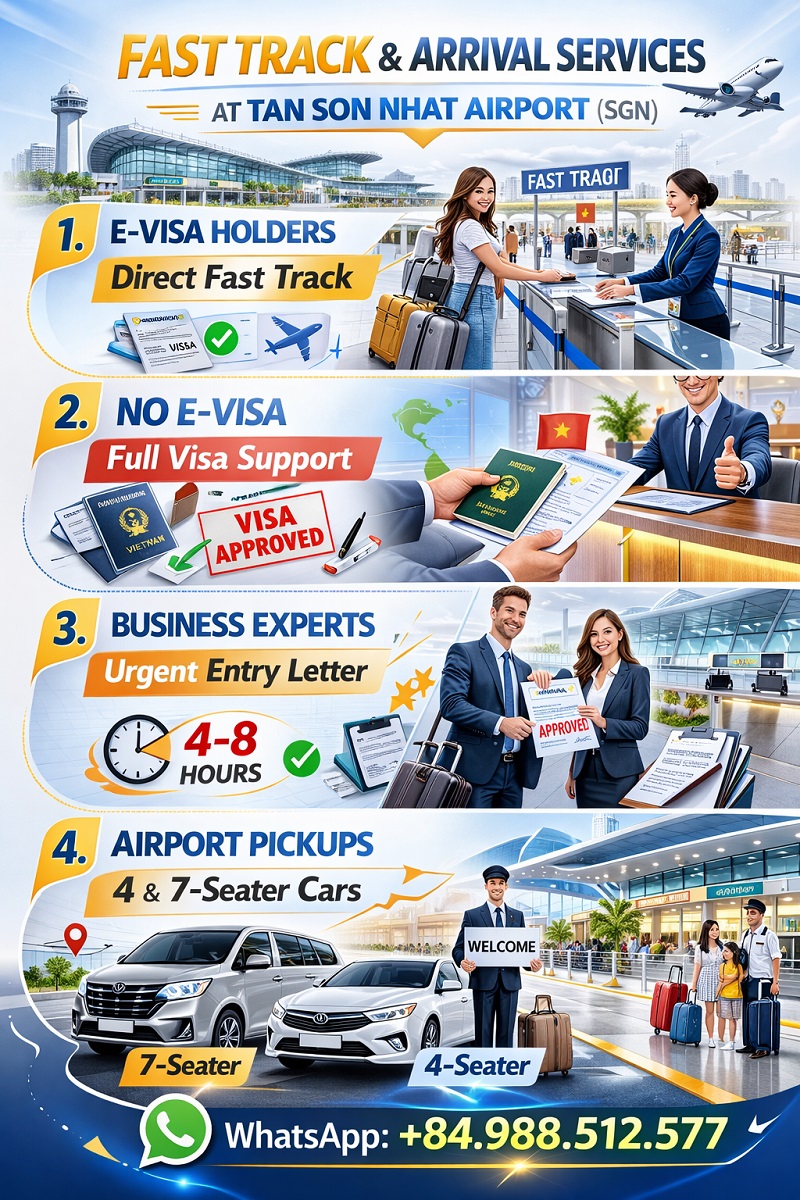 Tan Son Nhat Airport Fast Track with 4 Premium Arrival Options